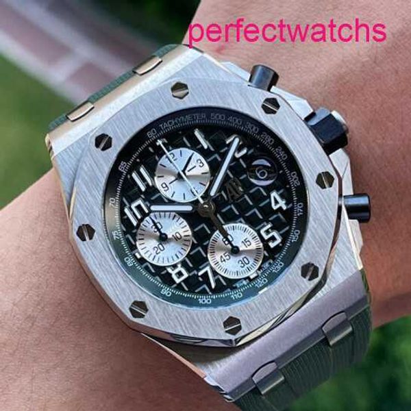 Tourbillon AP Wrist Watch Royal Oak Offshore Series Watch 42mm Diâmetro Automática Moda Mecânica Lazer Men time do homem 26238ti.oo.a056ca.01 Exército verde