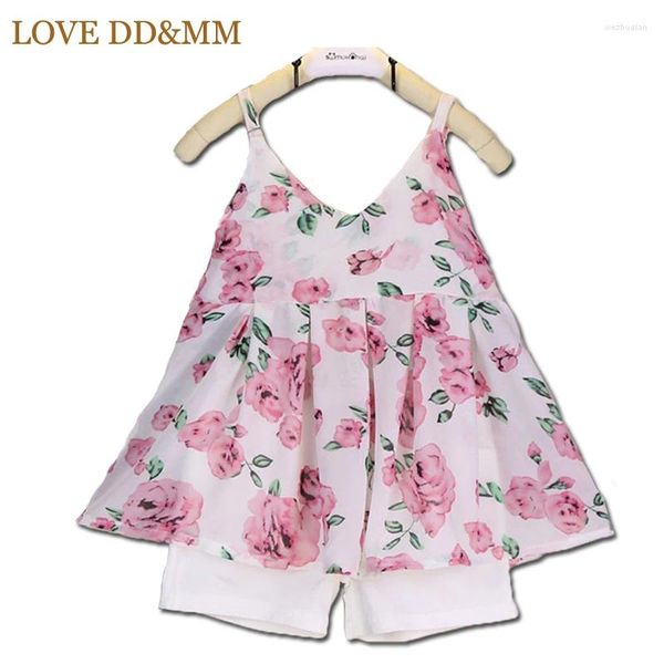 Set di abbigliamento Love ddmm bambine estate in chiffon per bambini splendidi fiori gonna a vello a vello da gallo vestiti per bambini vestiti per bambini