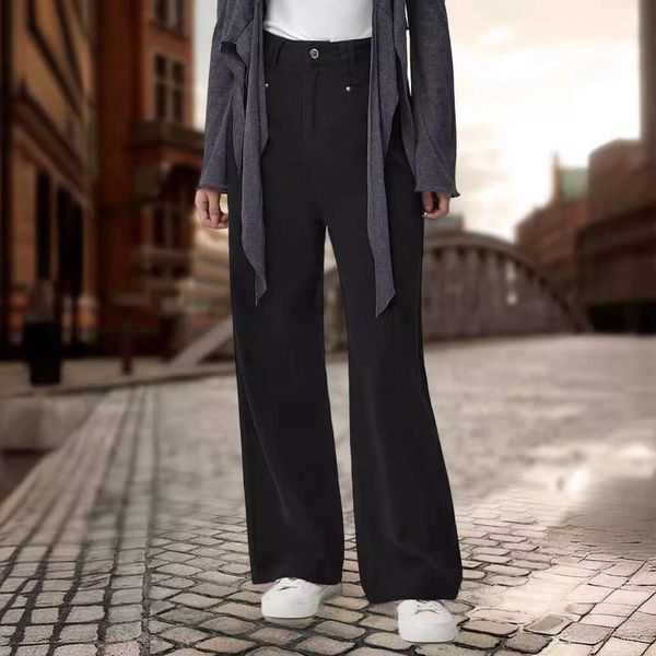 2024 Novo jeans largura jeans Womens High Chaist Design Feel Denim