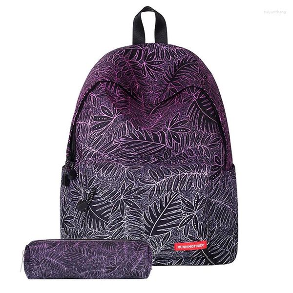 Mochilas folhas de mochilas Caixa lápis Moda KnApsack Pouch Student School School School Girls Bags de ombro de meninas