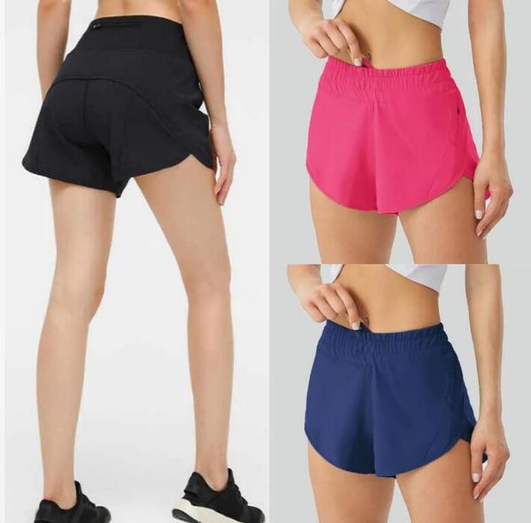 Shorts de ioga feminino Lu calças quente quente bolso de bolso seco