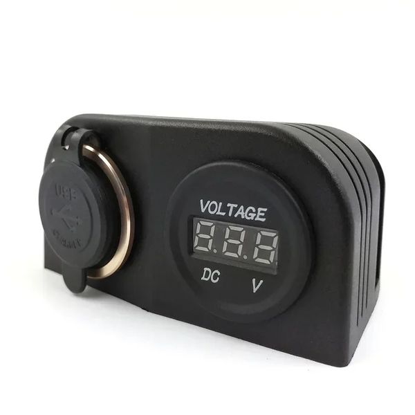 2024 1/2 Löcher Auto USB-Sockelzelt Basis USB/Voltmeter/Zigarette Leichter Kraft-Socket-Basis für LKW-Motorradboot ATVTruck Motorradboot ATV ATV