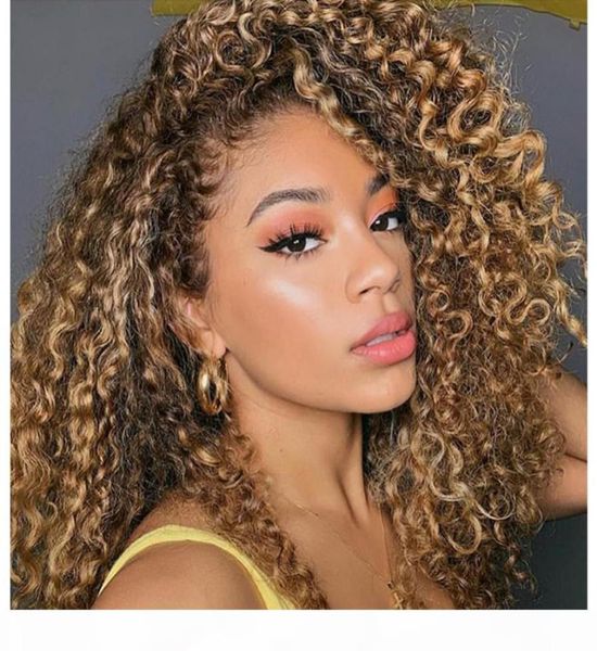 1b 30 ombre Honey Blonde Simulação Curly Wigs Human Hair With Hair Hel