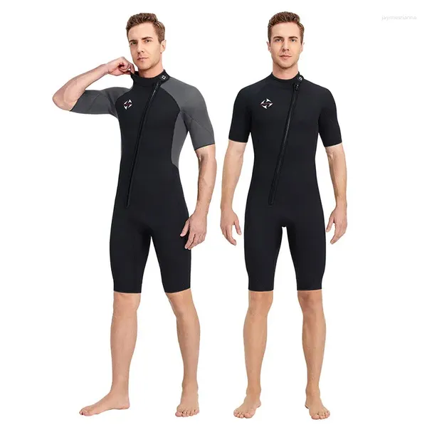 Kadın mayo 3mm wetsuit ön fermuarlı kısa kollu sörf takım elbise neopren erkekler dalış takım elbise yüzme kayık