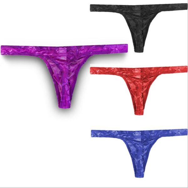 Бикини сексуальные мужчины кружевные трусики g-string thong penis оболочка гей-нижнее белье сетка сетка.