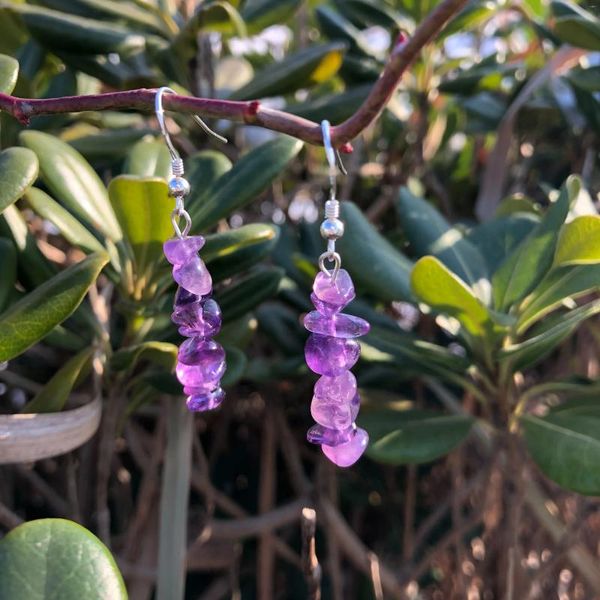 Brincos de balanço 1 par Fengbaowu Natural Amethyst Cravel Brincho