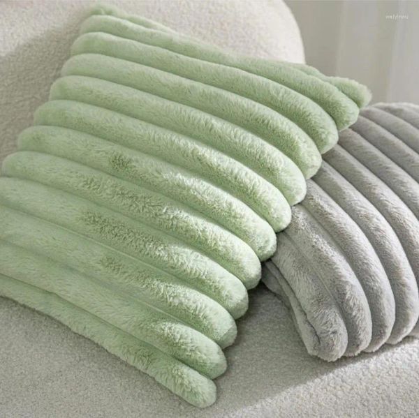 Travesseiro inyahome capa de pêlo decorativo travesseiro 30x50cm 45x45cm Grande macio listrado macio para sala de estar de sofá
