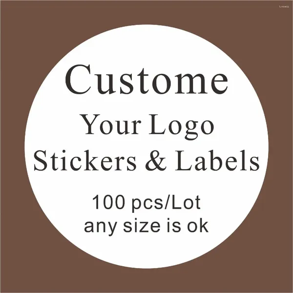 Parti Malzemeleri 100 PCS Özel Logo Çıkartmaları Beyaz Etiket/Düğün Ambalaj Çıkartma Tasarımı Kraft Kendi Adınızı Pişirme Teşekkür Ederim Etiketler