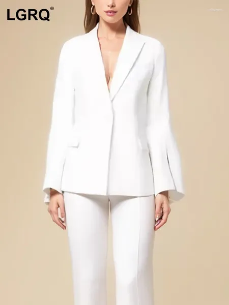 Kadınlar Suits Blazer Moda Çentik Yaka Tek Düğmesi Uzun Kollu Kelepçeler İnce Suit Ceketler Yaz 2024 Tide7ab3444