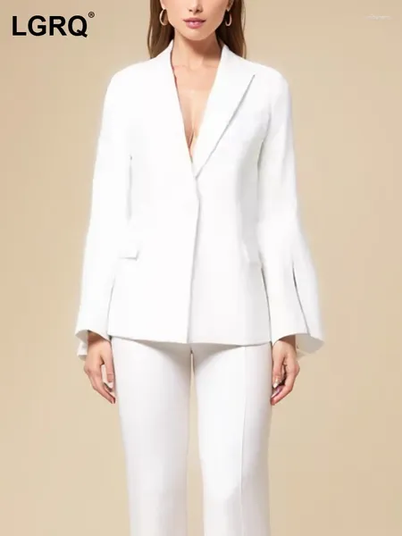 Ternos femininos Blazer Moda de colar de colarinho de colarinho único de manga longa Pufos divididos de trajes finos Summer 2024 Tide7Ab3444