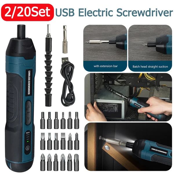 Mini Cordless Electric Schraubendreher wieder aufladbare 1300 -mAh -Stromversorgungsbits Set 3,6 V Haushalt Demontage Drehmoment Reparaturwerkzeuge Kit 240418