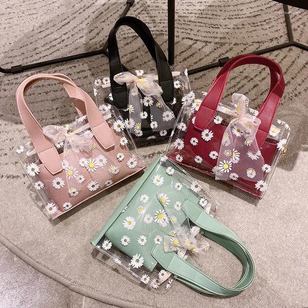 Sagni a tracolla Small Daisy Stampato Immagine trasparente in borsa 2024 Summer Corean Moelfone Chain