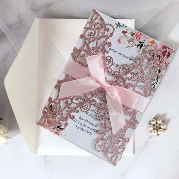 10pcs Convites de casamento com envelopes para o aniversário Mariage Baptism Bar Mitzvah Party Invitation Supplies 240419