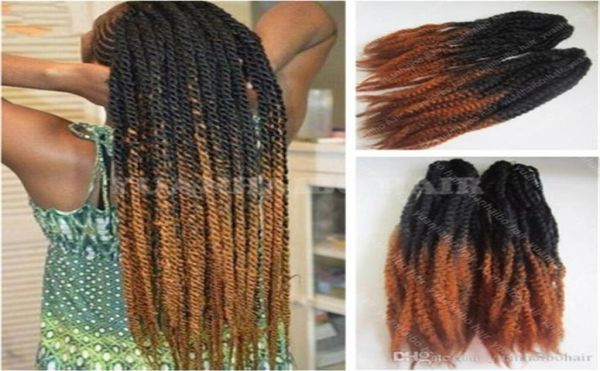 12 Packungen Vollköpfchen synthetisches Haarverlängerungen Zwei -Ton -Marley Braids Schwarz Brown 30 Ombre Afro Kinky Braide Fast Express D300P5415893