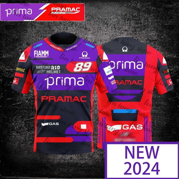 Herren-T-Shirts 2024 Herren Motorrad T-Shirt atmungsaktives lässiges Hemd für Rennliebhaber Pramac n Team.89 J240419