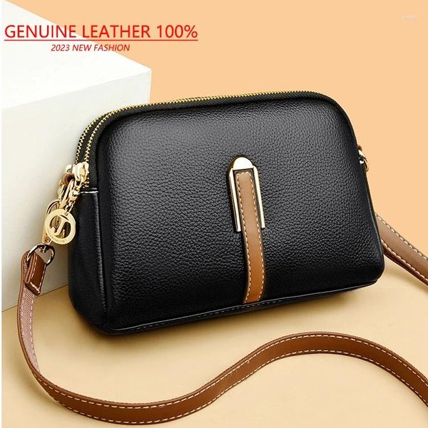 Totes echte Lederumhängetasche Frauen Handtasche Designer Kuhläden flat Luxus Frauen Messenger -Taschen Crossbody für