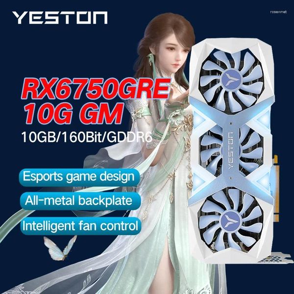 Графические карты yeston RX6750 RX 6750 GRE 10G Card GDDR6 AMD 7NM 160BIT 8PIN VIDEY PLACA DE