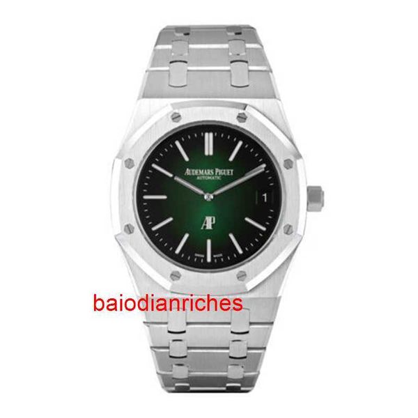 Audemar Pigue Men's Watch Automatic Watches Audemar Pigue Royal Oak Watch 39mm Green Index Stour Marke Dial in Platinum FNPW