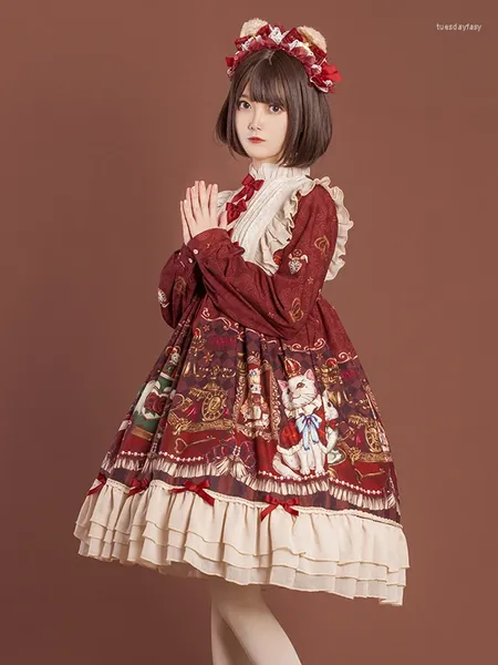 Повседневные платья коронованные медведь - сладкое длинное рукав Lolita Op платье от Ocelot