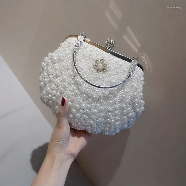 Bolsas de noite Luxury Pearl Women Bag Clutch 2024 Faculdade de casamento de shredies de duas lados