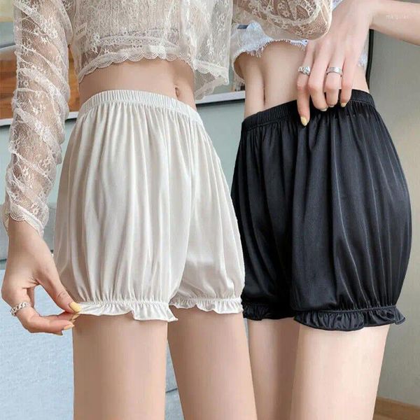 Calcinha feminina feminina feminina renda imitação curta imitação de seda bloomers bloomers anti exposição Safety calça lolita cetim calcinha vestido pettipant