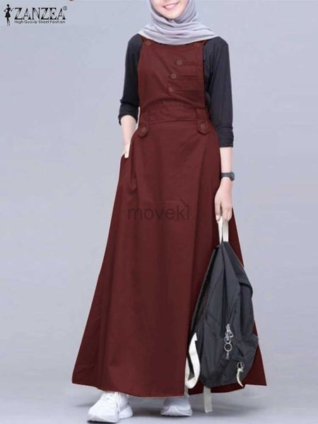 Ethnische Kleidung Vintage Dubai Türkei Abaya Kleid Zanzea Muslim Frauen Mode Summer ärmellose Overalls Kleidung Islamische Kleidung Roben Jilbab D240419