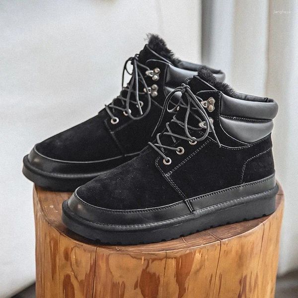 Botas de inverno estilo britânico estilo retrô robusto costurando luxuos