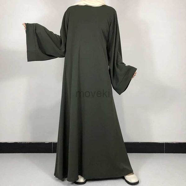 Этническая одежда 15 цветов Основная простая nida abaya с бесплатным поясом высококачественная мусульманские женщины скромные простые платье Ид Рамадан Исламская одежда D240419