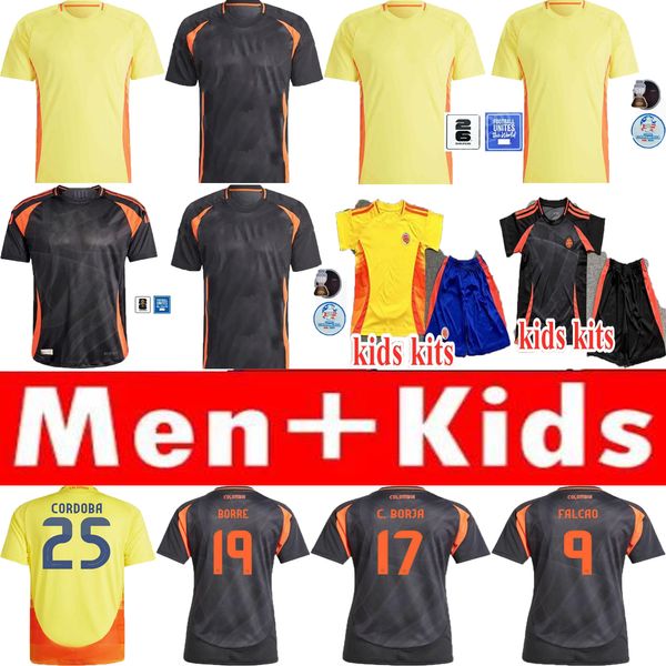 24/25 Colômbia James Soccer Jerseys Kit Man Kit Columbia Seleção Nacional Camisa de futebol Home Away Set Camisetas Copa America D.Valayes Arango C. Chucho Cuadrado