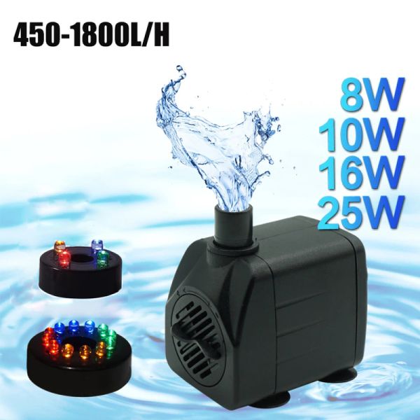 Accessori 220V 4501800L/H Pompa stilografica con aree LED Acquario Acquario Pompa per laghetto Pompa del serbato