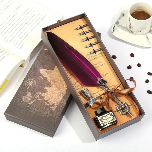 PENS BREVE Vintage Caligraphy Penne Feather Dip Pen Penna Penna di INK STATORANZA CREATIVE Creative Retro Writing School Office Forniture