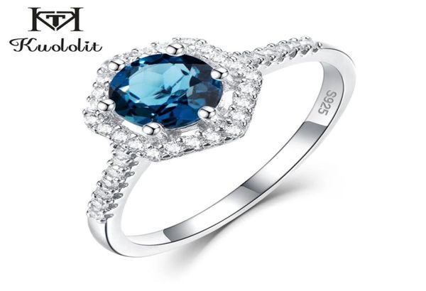 Natural London Blue Topaz Edelsteinringe für Frauen 925 Sterling Silver Stone Ring Engagement Geschenke Fein Schmuck 2107064488243