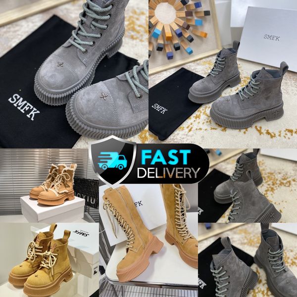 Botas de grife populares da moda moderna de booties de bota de luxo de luxo de luxo de luxo de espessura 35-40 deserto smfk gai