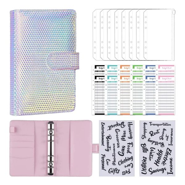 Brieftaschen A6 Geldbudget Ring Binder, Bargeld -Füllbudget -Budget -Brieftaschenplaner Binder mit Bargeldumschlag, Money Ordner Wallet Organizer