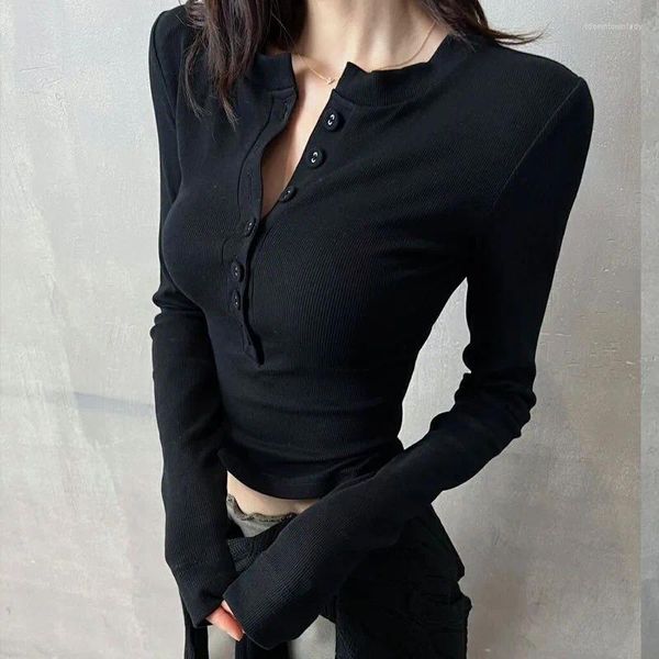 Camisetas femininas Moda coreana Slim Fit Manking Long Bottom camisa outono 2024 T-shirt Top Trend Trend