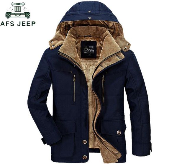 Afs Jeep Brand espessando espessamento Winter Parkas Homem Militar Lão A quente com peles Men de jaqueta de inverno Menfactorysh1909024315691