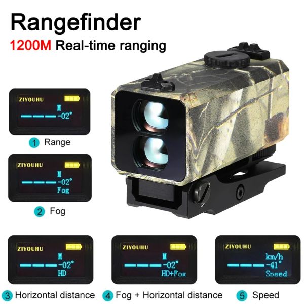 Scopes Ziyouhutactical Realtime Laser Range Finder, Monte su fucile, misurazione della velocità della distanza per la caccia all'aperto, 1200m