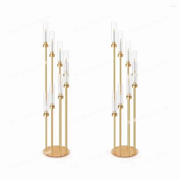 Partydekoration ohne Kerze) Acryl -Splitter/Goldkerzenhalter Candelabra -Mittelstücke Hochzeitstisch für Herzstück