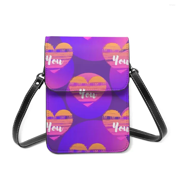 Borsa 2024 spalla messenger cinghie a mano cuori con testi ti amo porta carta porta tasca da tasca per le donne borsetta