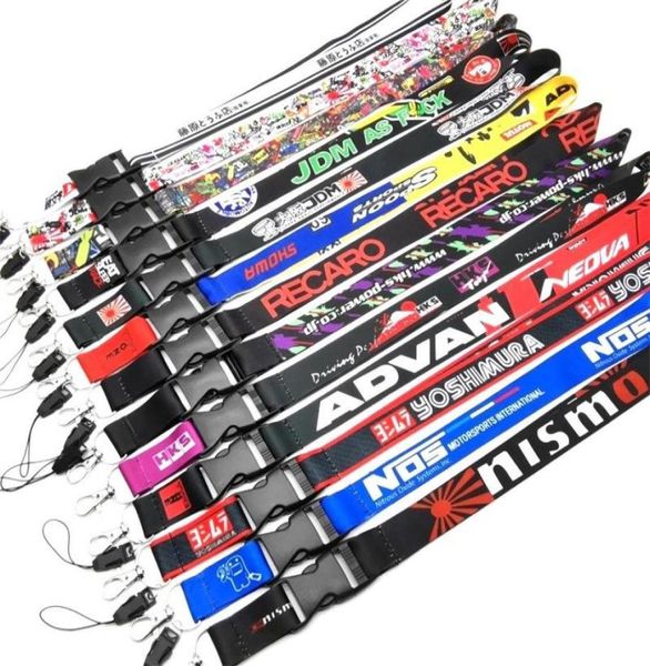 Keychains 2022 JDM Racing Rock Fashion Logo Employee039s Erlaubnis Lanyard Retro Keychain Sticked Nylon Car Key Ring Accessori8478506