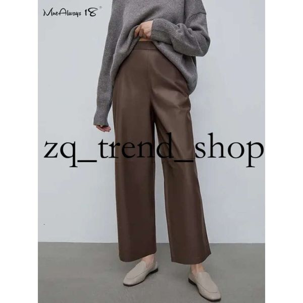 Pantaloni da uomo mnealways18 femmina in pelle finta donna alta pantalone vintage marrone gambe gambe canotte da donna ledies tasche casual baggy 231216 262