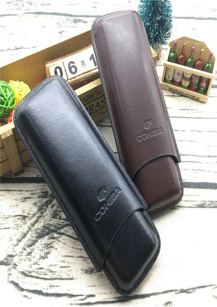 Cohiba Brown Color и Black Colore Holder 2 Tube Train Travel Cygar Case Humidor для курения3854230