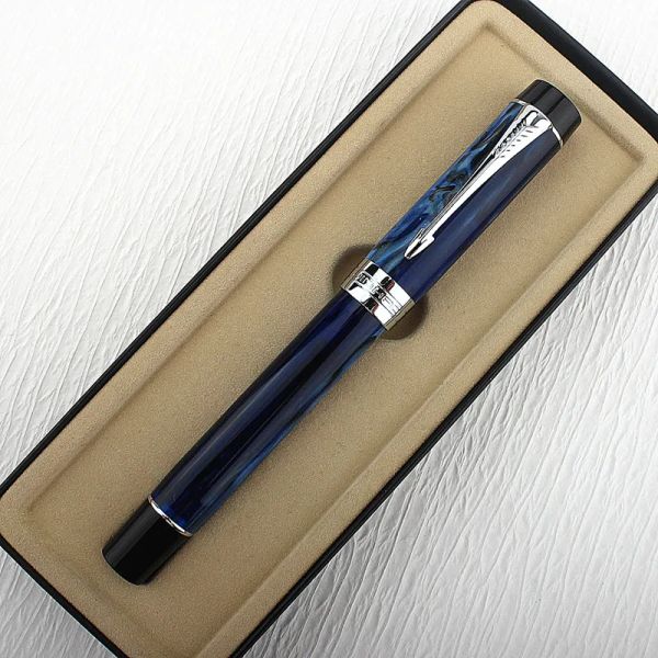 Pens Jinhao 100 Brunnenstift Schöne Geschenkstift EF/F/M/Bent Nib Converter Writing Office School Ink Pen, Galaxy Blue Acryl