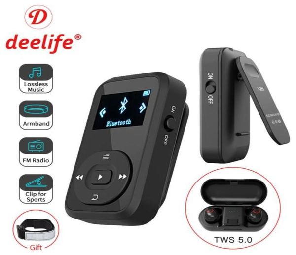 MP4 игроки Deelife Sports Kit с Mp3 -плеер Bluetooth и TWS True Wireless Wearphone для работы пробега1510326