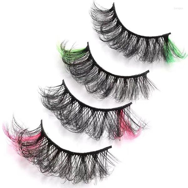 Cílios falsos cílios coloridos cílios d enlouquecer uma festa longa e colorida natural para cílios de halloween cosplay cílios de volume grossa sombra para os olhos