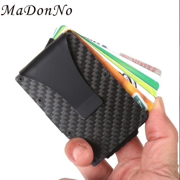 Cüzdanlar metal karbon fiber rfid erkekler üçlü mini cüzdan ince küçük ince minimal akıllı erkek cüzdan cep kartı cüzdanlar para torbası calet