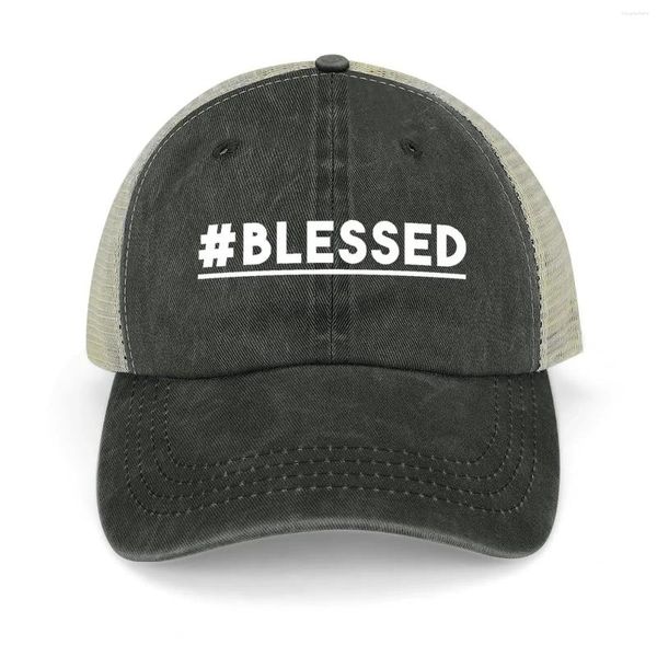 Boinas abençoadas Hashtag Design Christian Design Cowboy Hat Big Sizer Trucker Cap for Man Women's