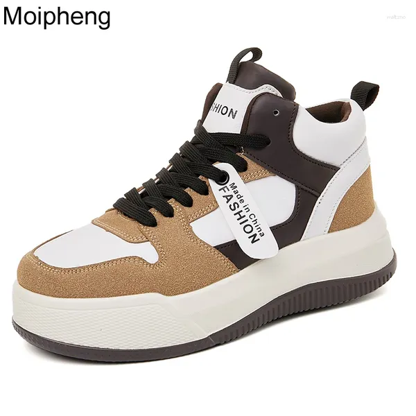 Повседневная обувь Moipheng Women Chunky Sneakers High Tops Platform Basketball Не скольжение толстое дно