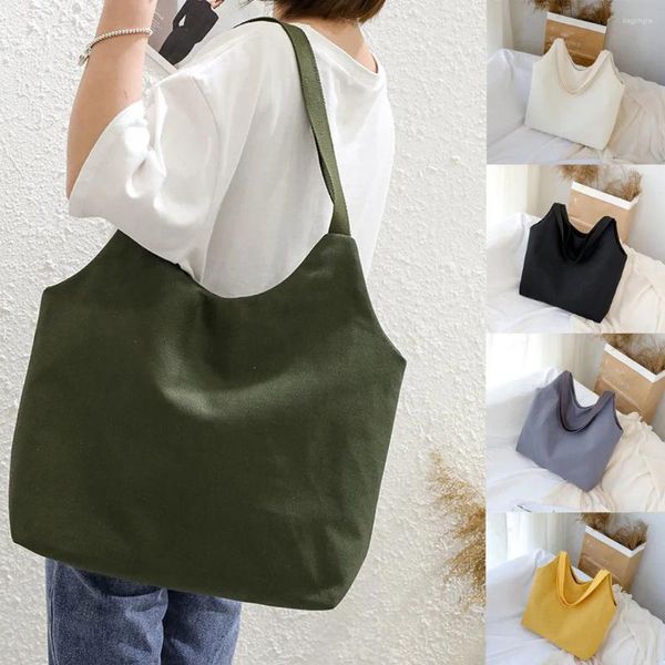 Bolsa de bolsas Bolsas de pano Canvas Tote Solid Shopping Viagens Mulheres Eco reutilizáveis Big Bags Shopper Bolso Mujer Sac