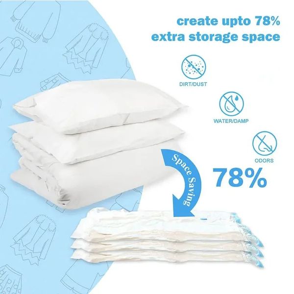 Novos sacos de armazenamento de vácuo 2024 5pcs, para roupas de cama, travesseiros, toalhas, roupas de armazenamento de viagem de economia de roupas, com bomba de mão, pacote de bolsa de vácuo PackageTravel